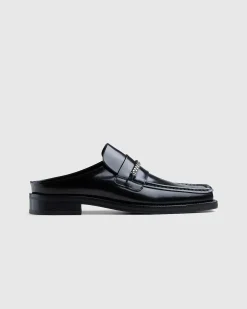 Square Toe Mule Black High Shine