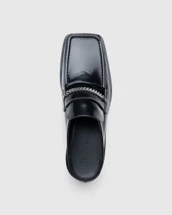 Square Toe Mule Black High Shine