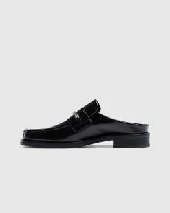 Square Toe Mule High Shine Black