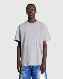 Stedsegron Klebet Logo T-Shirt Stedsegron Gra Melange