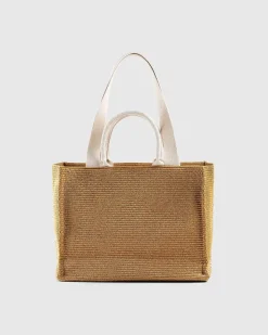 Stor Raffia Tote Bag Raw Sienna/Natural