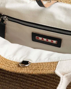 Stor Raffia Tote Bag Raw Sienna/Natural