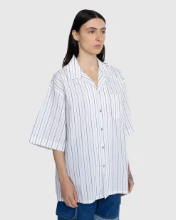 Stribet Button-Up Skjorte Hvid