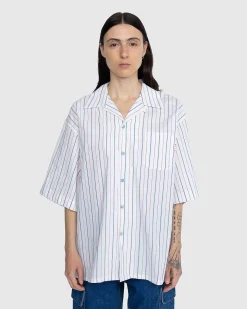 Stribet Button-Up Skjorte Hvid