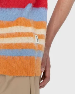 Stribet V-Hals Sweatervest Burnt Orange
