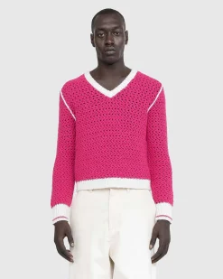 Strikket V-Hals Sweater Flou Pink