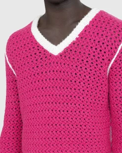 Strikket V-Hals Sweater Flou Pink
