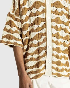 Strikskjorte Raffia Brun
