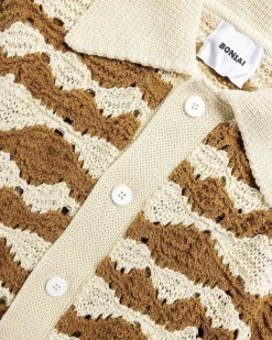Strikskjorte Raffia Brun
