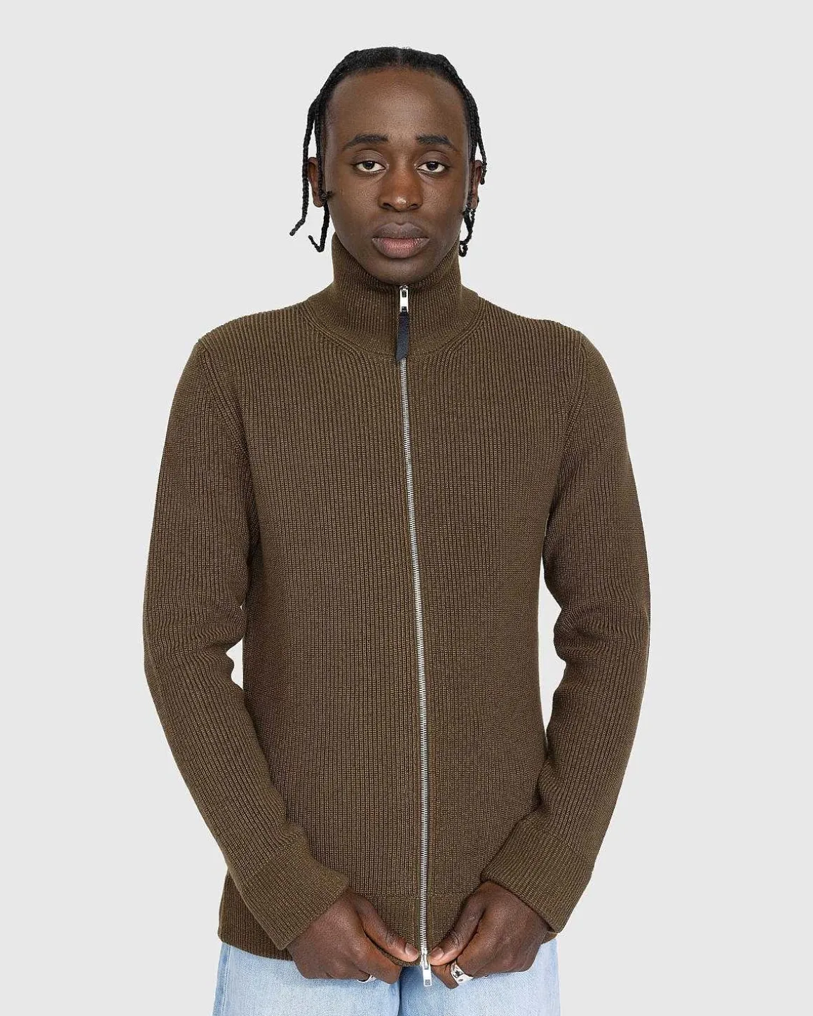 Strik Zip-Up Cardigan Brun