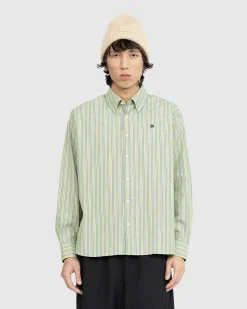 Stripe Button-Up Skjorte Lys Gron/Morkegron