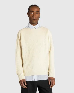 Super Hard Twist Rib Strik Boat Neck Pullover Ivory