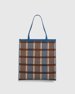 Tjek Jacquard Tote Bag Lysebla/Rust