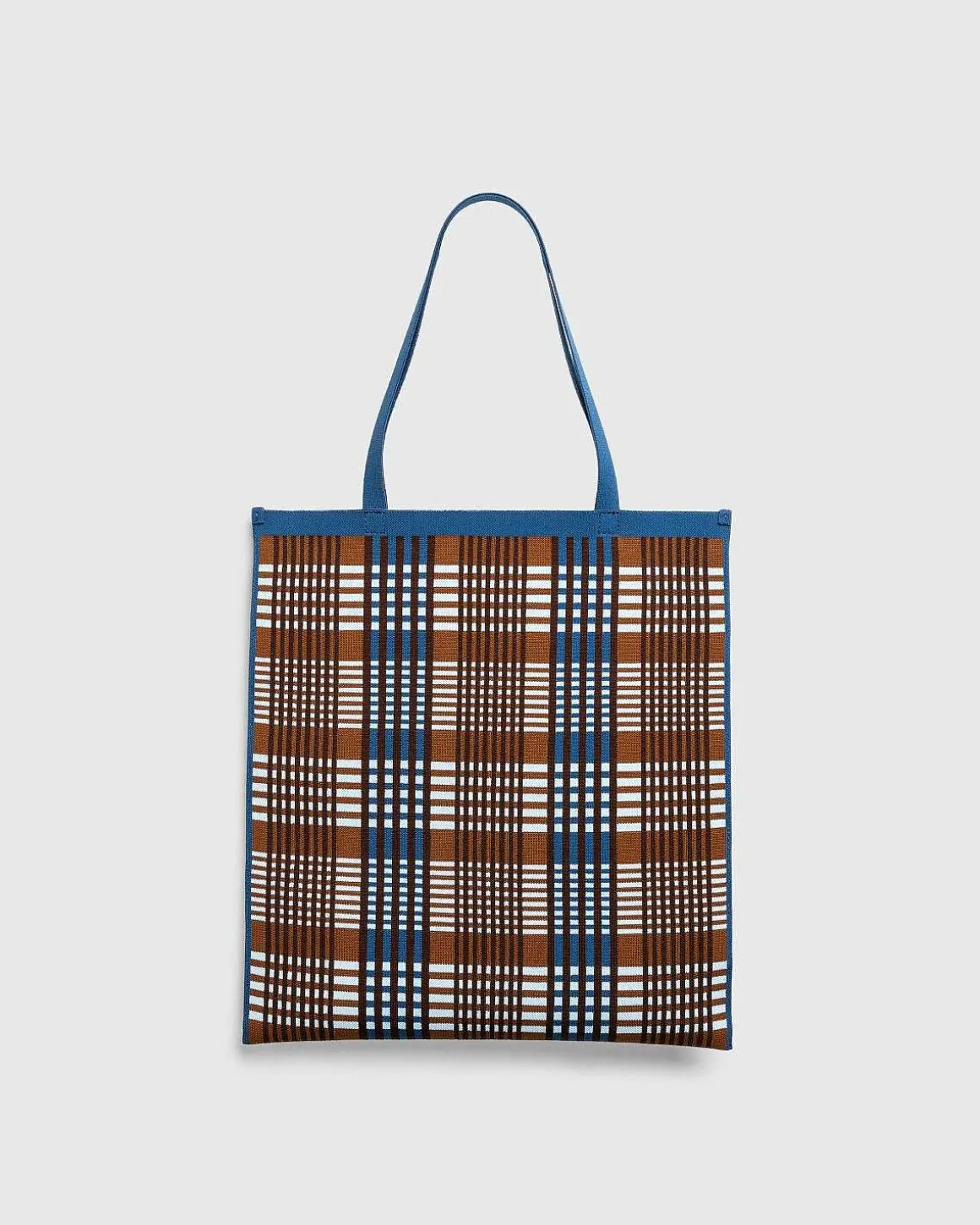 Tjek Jacquard Tote Bag Lysebla/Rust