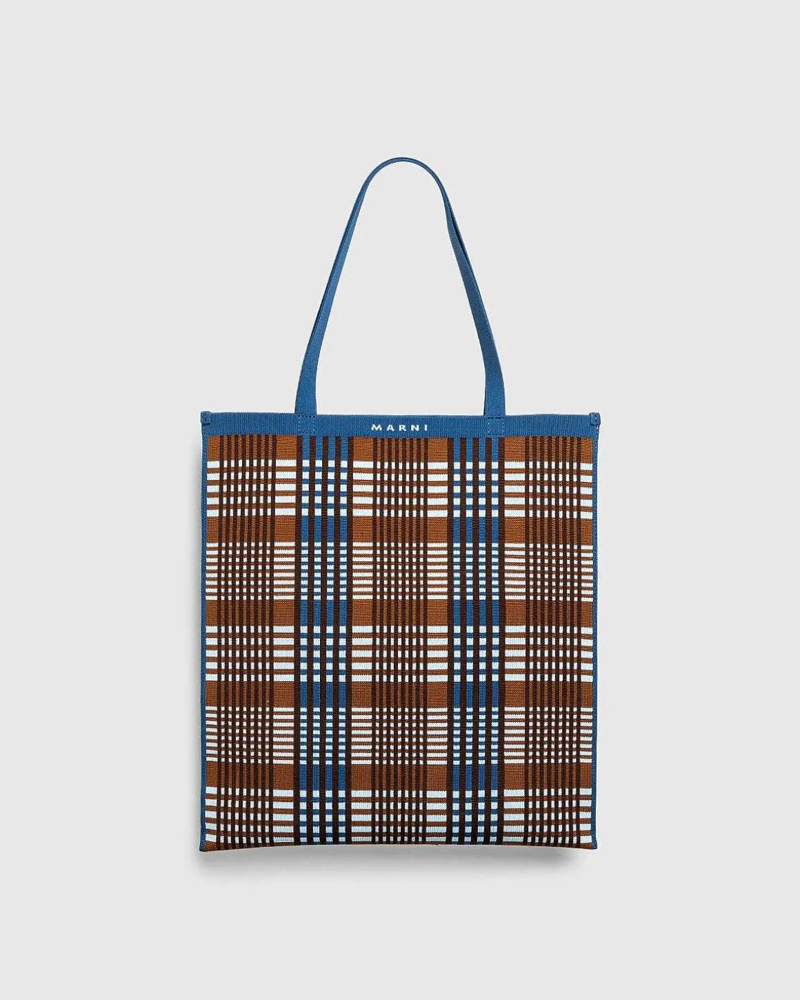 Tjek Jacquard Tote Bag Lysebla/Rust