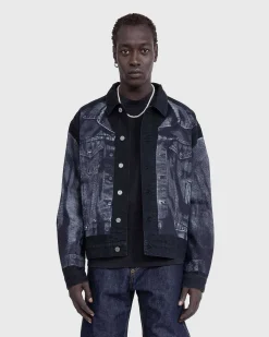 Trompe L'Oeil Denimjakke Sort
