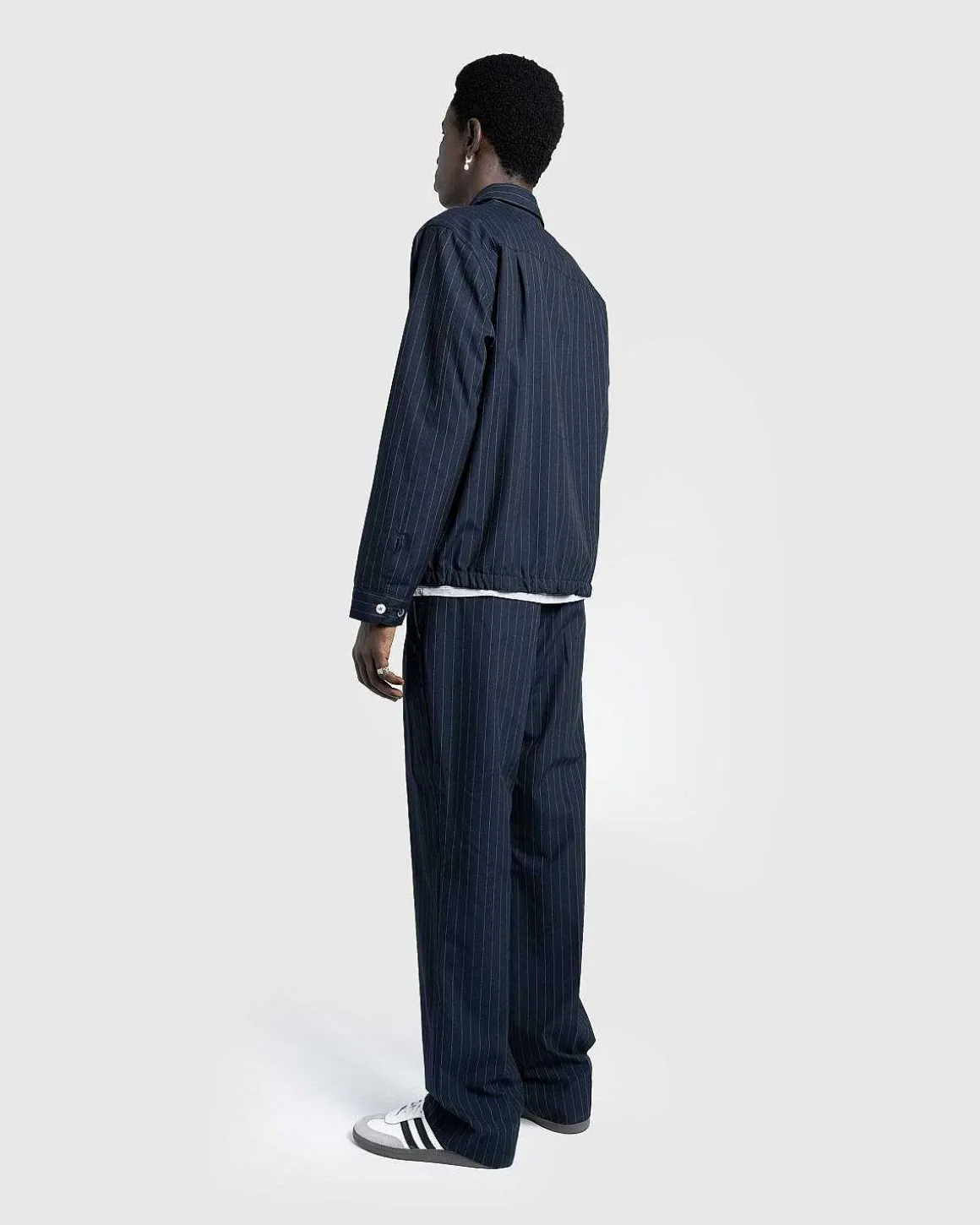 Tropical Suiting Bukser Navy Stribet