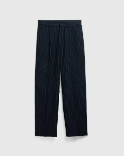 Tropical Suiting Bukser Navy Stribet
