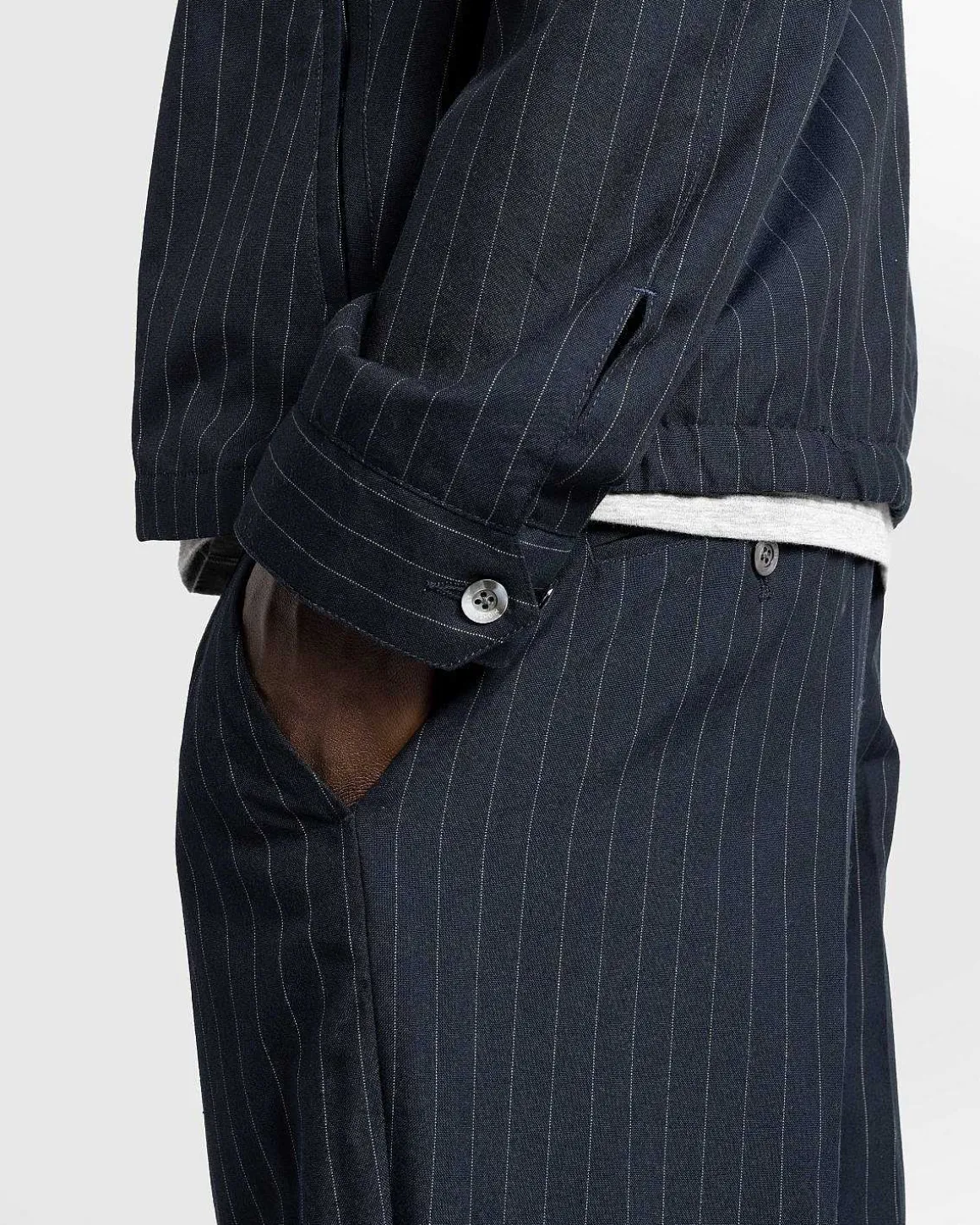 Tropical Suiting Bukser Navy Stribet
