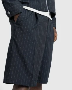 Tropical Suiting Shorts Stripes Navy