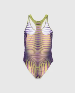 Trykt Morphing Stripes Badedragt Gron