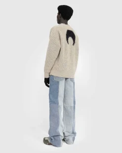 Uld Og Fluffy Strik Pullover Med Rund Hals Beige