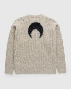 Uld Og Fluffy Strik Pullover Med Rund Hals Beige