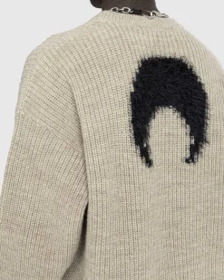 Uld Og Fluffy Strik Pullover Med Rund Hals Beige