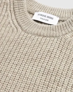 Uld Og Fluffy Strik Pullover Med Rund Hals Beige