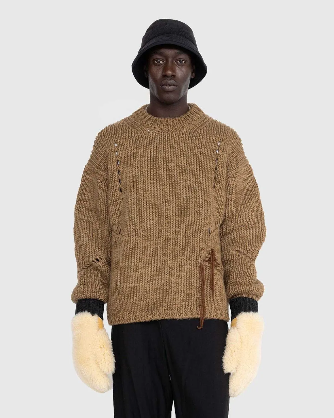 Uldstrik Polo Lysebrun