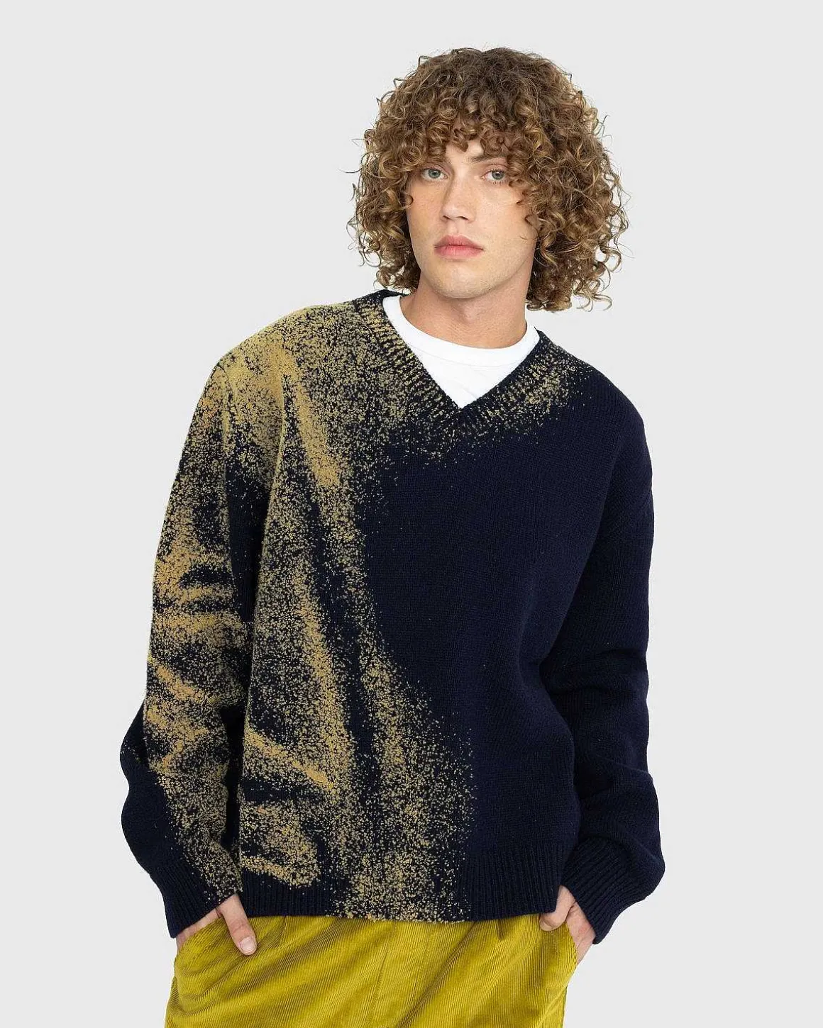 Uld V-Hals Sweater Navy
