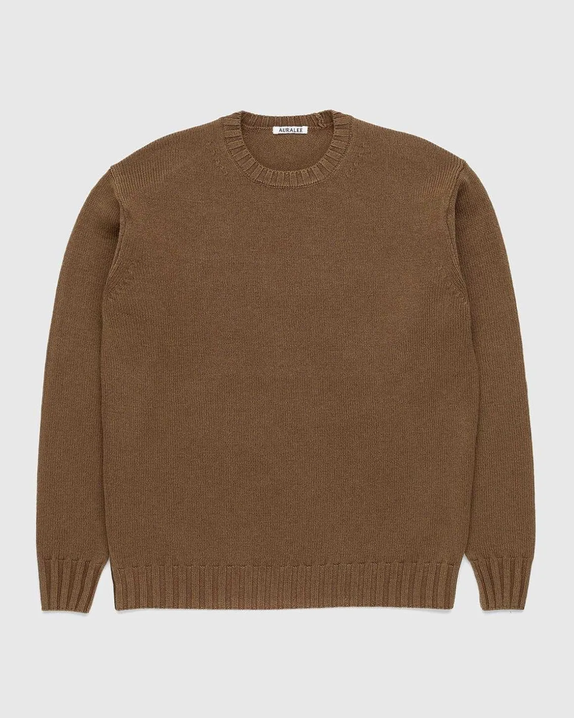 Vasket Fransk Merino Strik Crewneck Brun