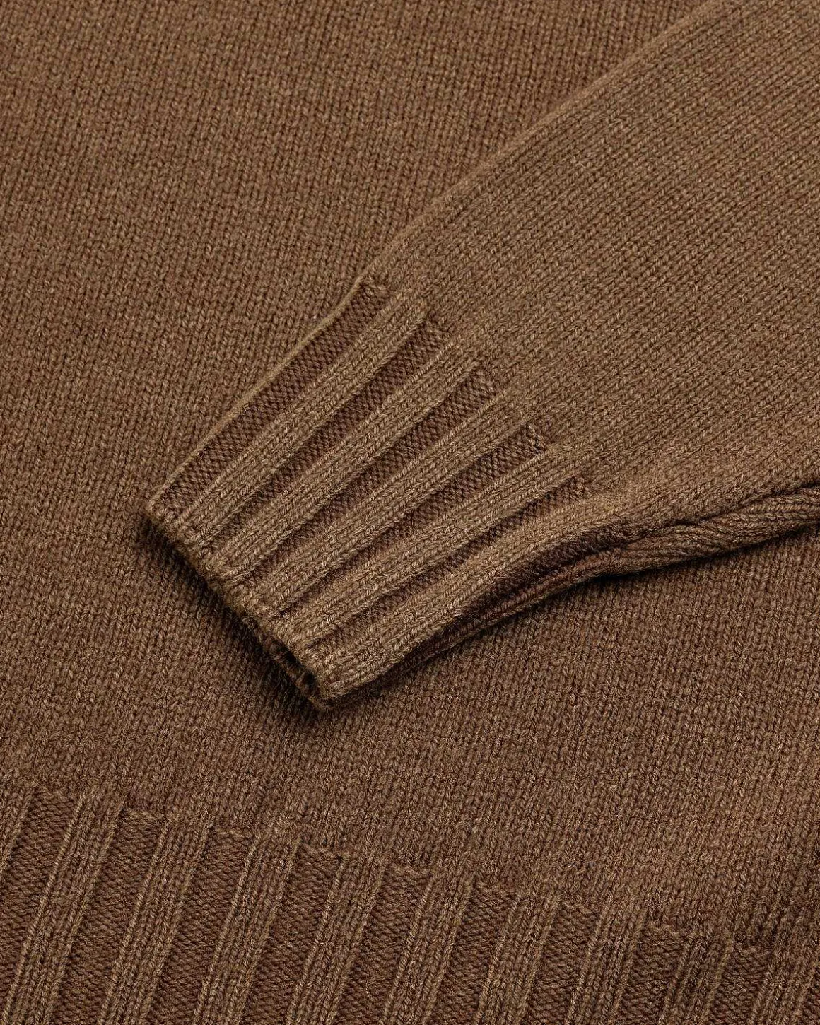 Vasket Fransk Merino Strik Crewneck Brun