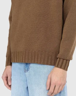 Vasket Fransk Merino Strik Crewneck Brun