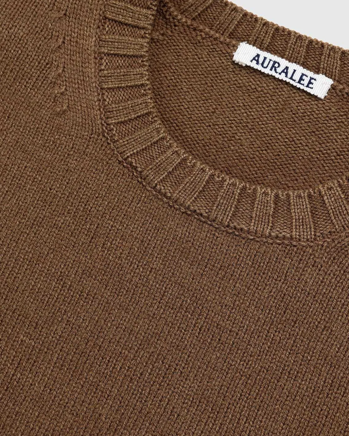 Vasket Fransk Merino Strik Crewneck Brun