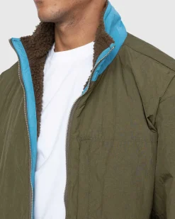 Vendbar Polar Fleece-Lynlasjakke Stal Bla/Morkegron