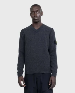 V-Hals Sweater Melange Charcoal