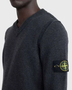 V-Hals Sweater Melange Charcoal