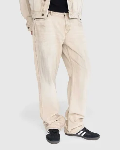 Vintage Denim Bukser Med Lige Ben Beige
