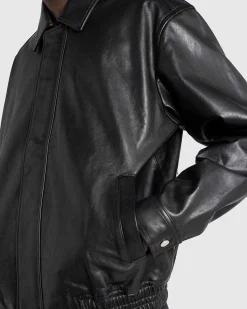 Voksbehandlet Laeder Bomber Sort