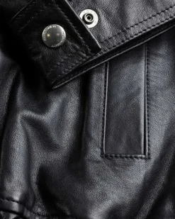 Voksbehandlet Laeder Bomber Sort