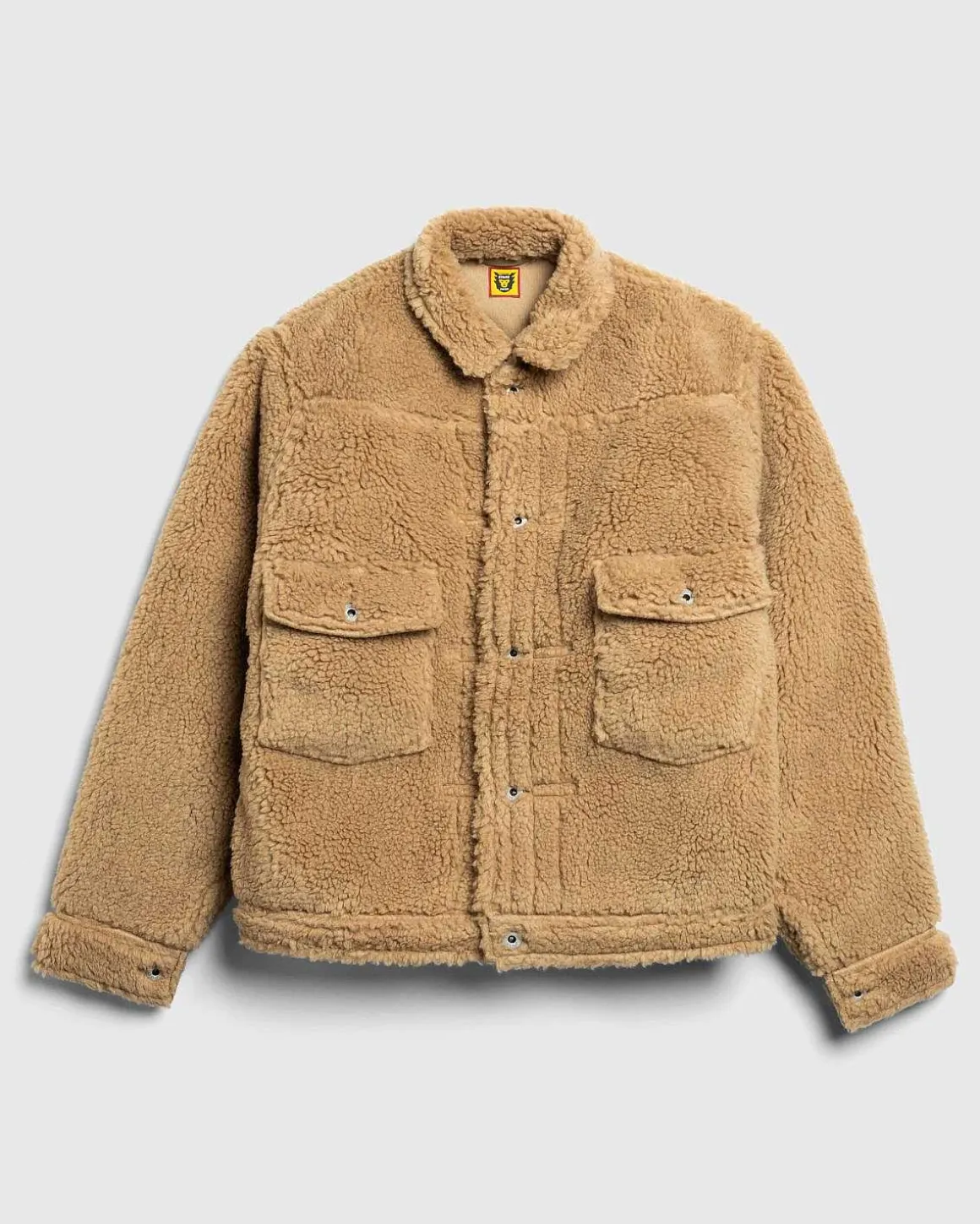 Wool Blended Boa Fleece Arbejdsjakke Beige