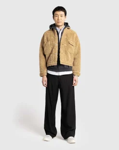 Wool Blended Boa Fleece Arbejdsjakke Beige