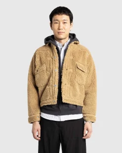 Wool Blended Boa Fleece Arbejdsjakke Beige
