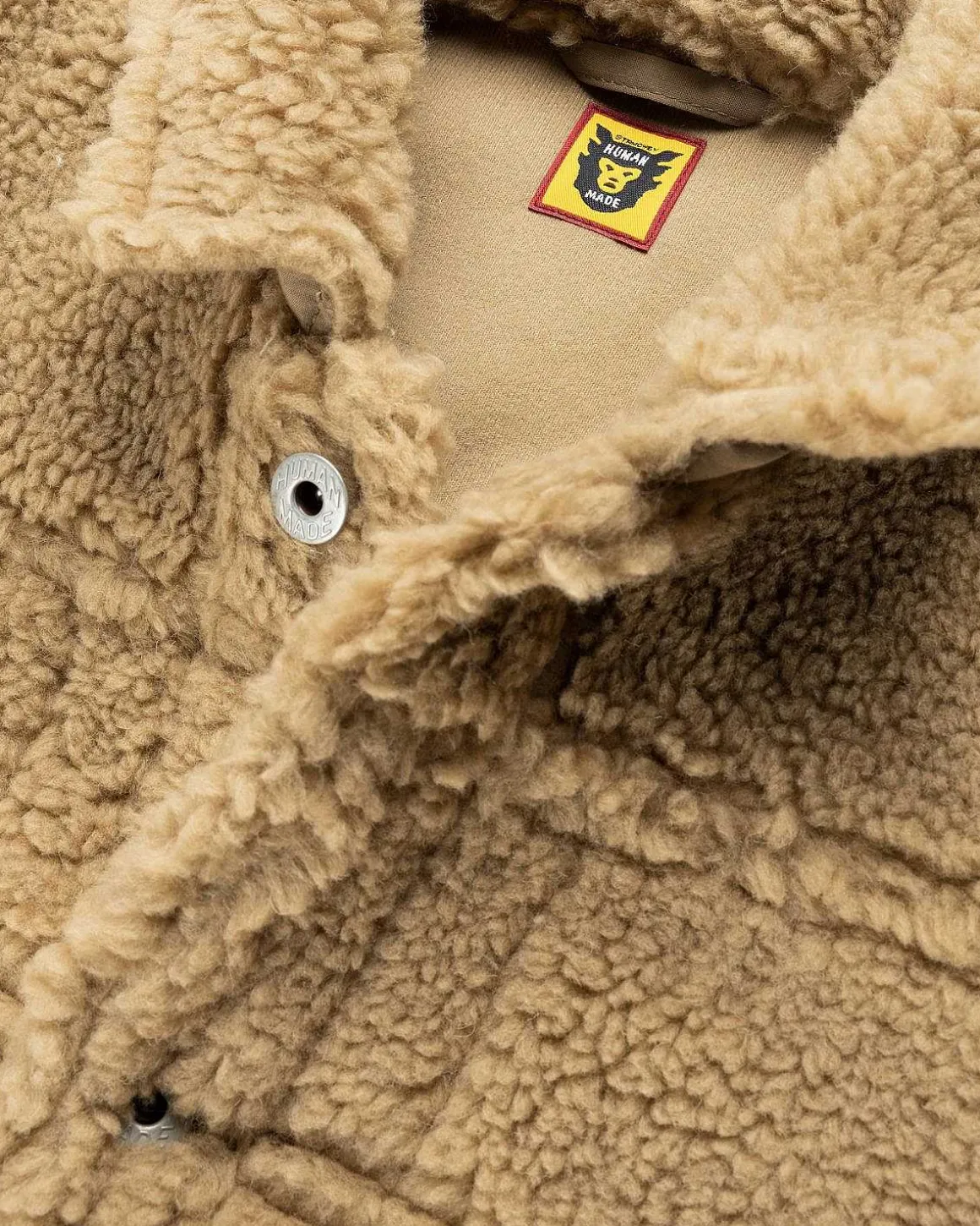 Wool Blended Boa Fleece Arbejdsjakke Beige