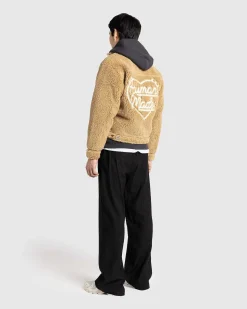 Wool Blended Boa Fleece Arbejdsjakke Beige