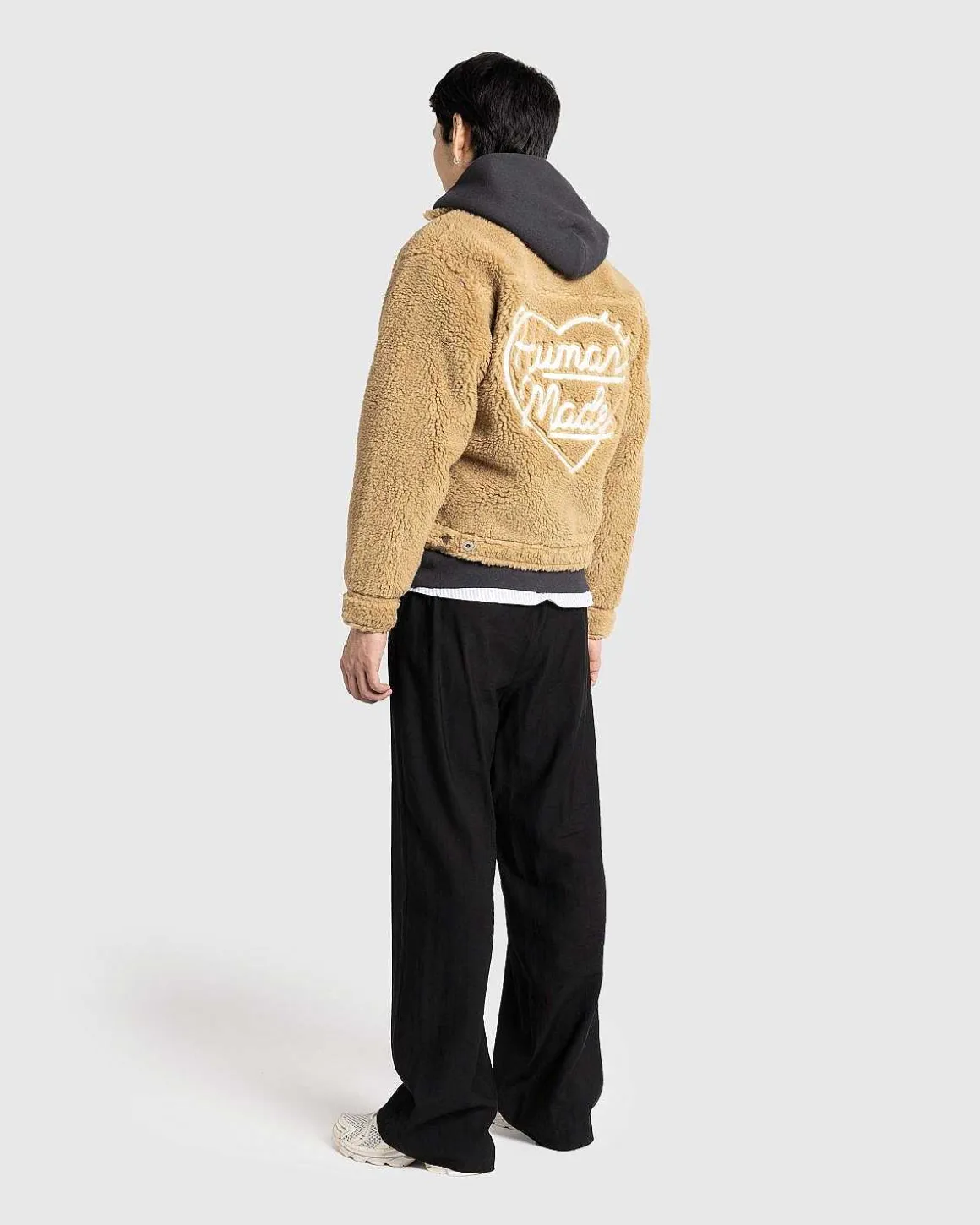 Wool Blended Boa Fleece Arbejdsjakke Beige